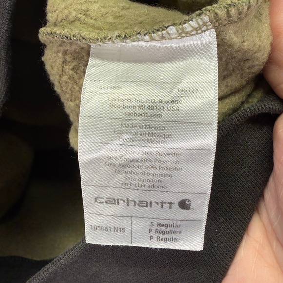 Carhartt Hoodie Mens Small Green Camo Midweight Sweatshirt Workwear Outdoors - Picture 5 of 6